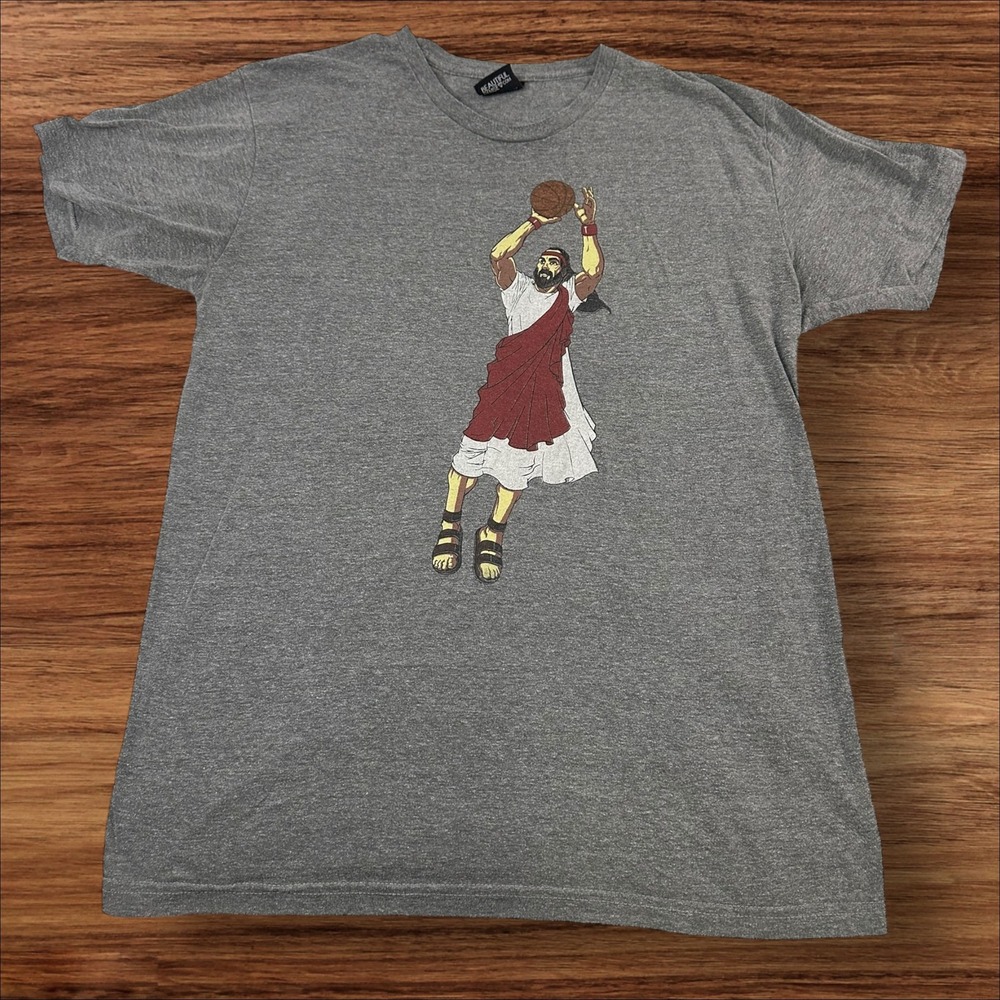 Beautiful Demise Jesus Christ Basketball Graphic T-Shirt Men's L‎ Gray